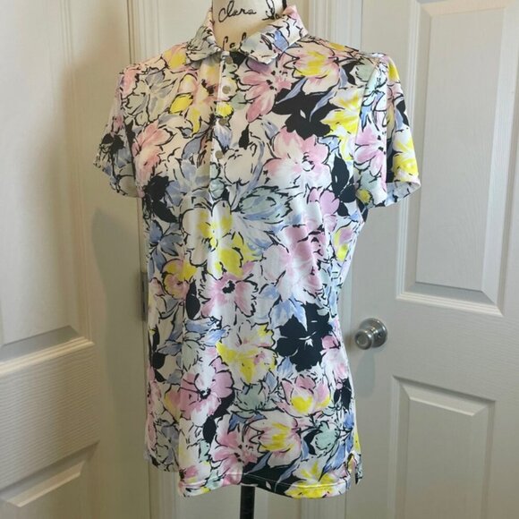 Ralph Lauren RLX Shirt Golf Tailored Fit Floral Sz M Wicking Tennis Golf Sport - Picture 10 of 16